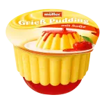 Müller Pudding mit Soße  Grieß Pudding mit Kirschsoße